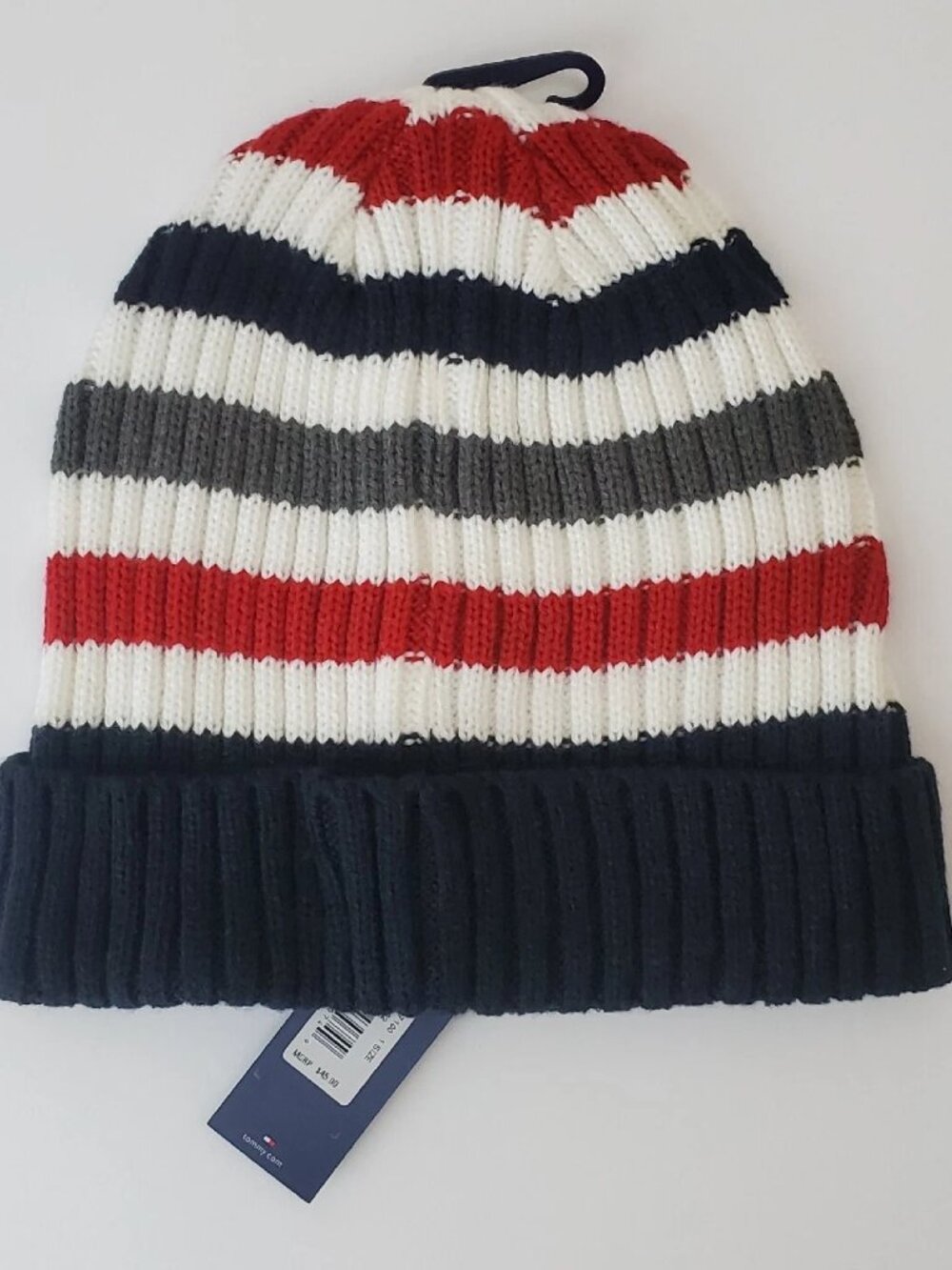 TOMMY HILFIGER BEANIE HAT MEN EMBROIDERED LOGO ONESIZE MULTICOLOR COLD WEATHER - Picture 2 of 4